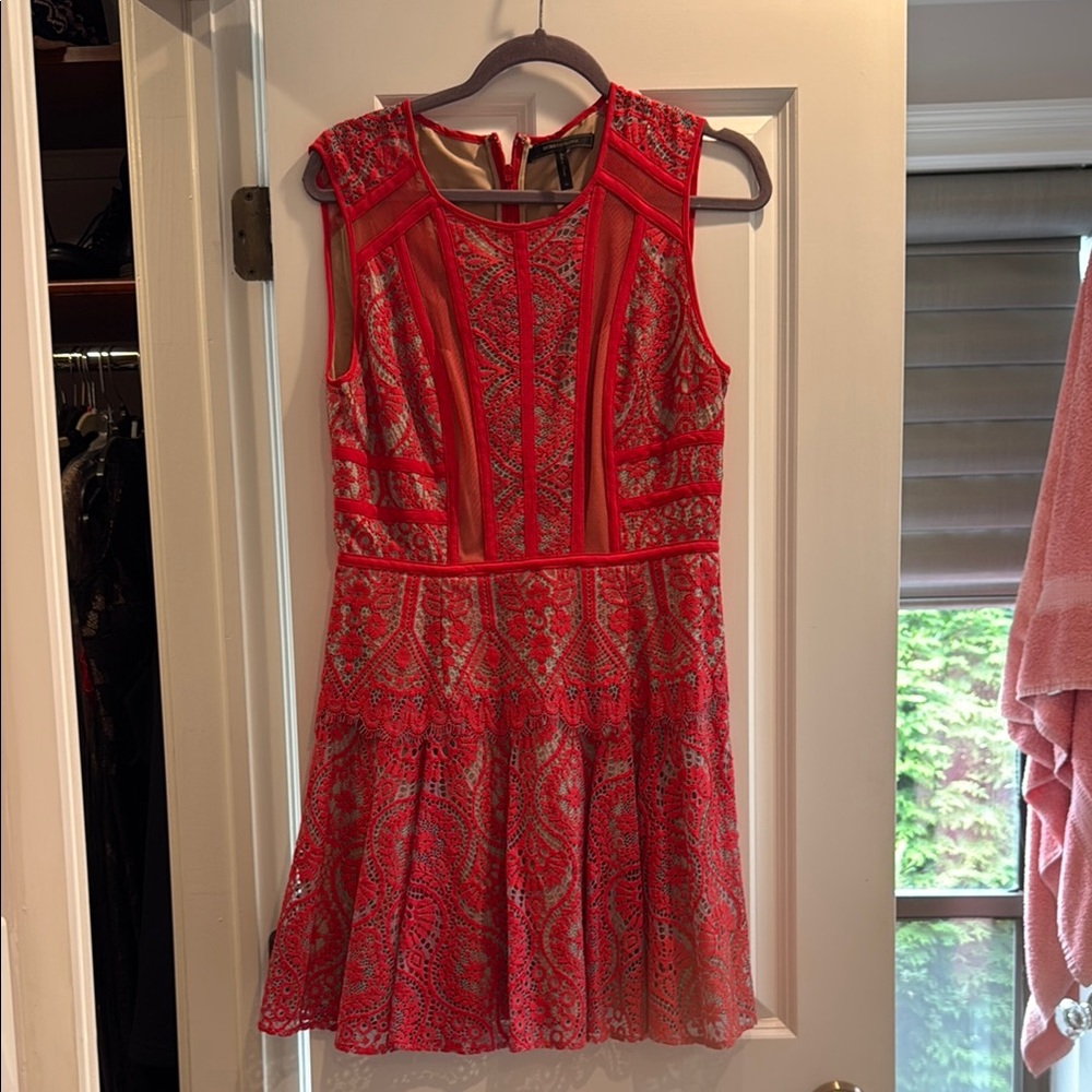 BCBGMaxAzria Red Lace Mini Dress